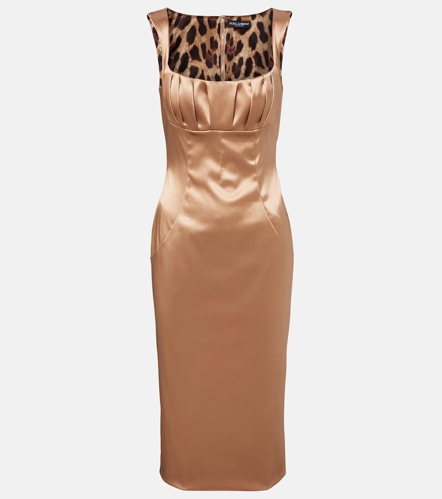 dolce & gabbana pleated satin midi dress