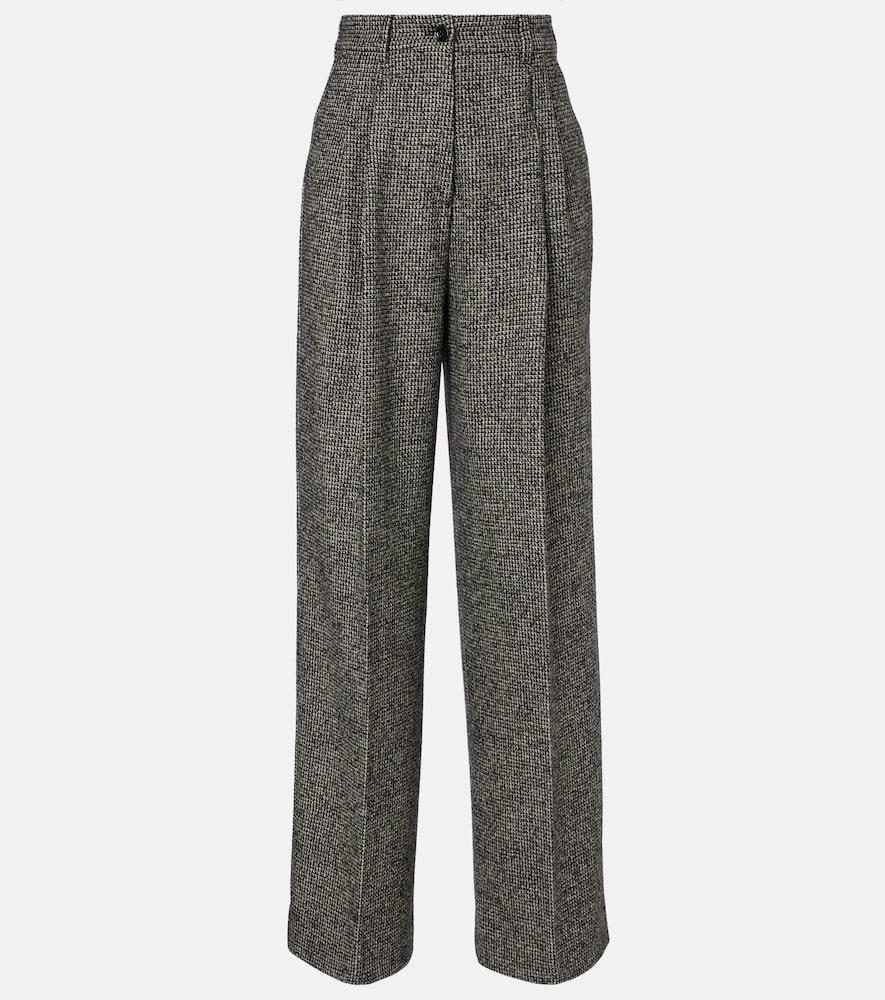 dolce & gabbana pleated wool-blend wide-leg pants