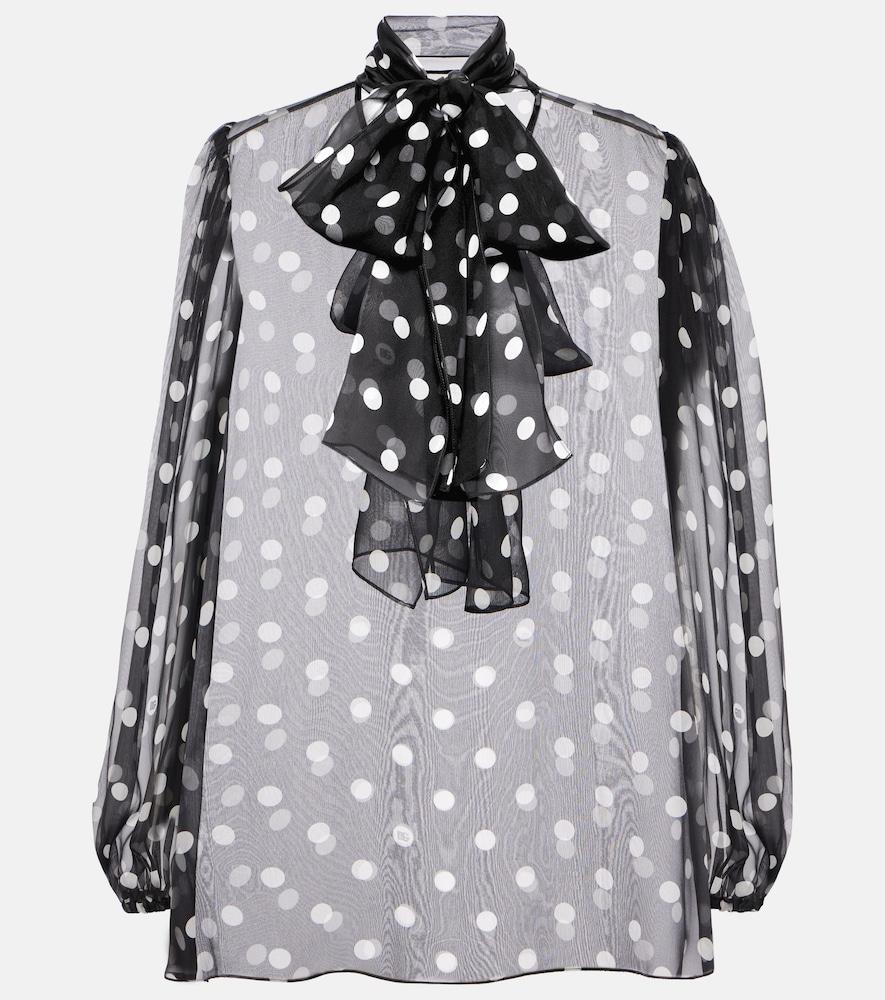 dolce & gabbana polka-dot bow-detail silk chiffon blouse