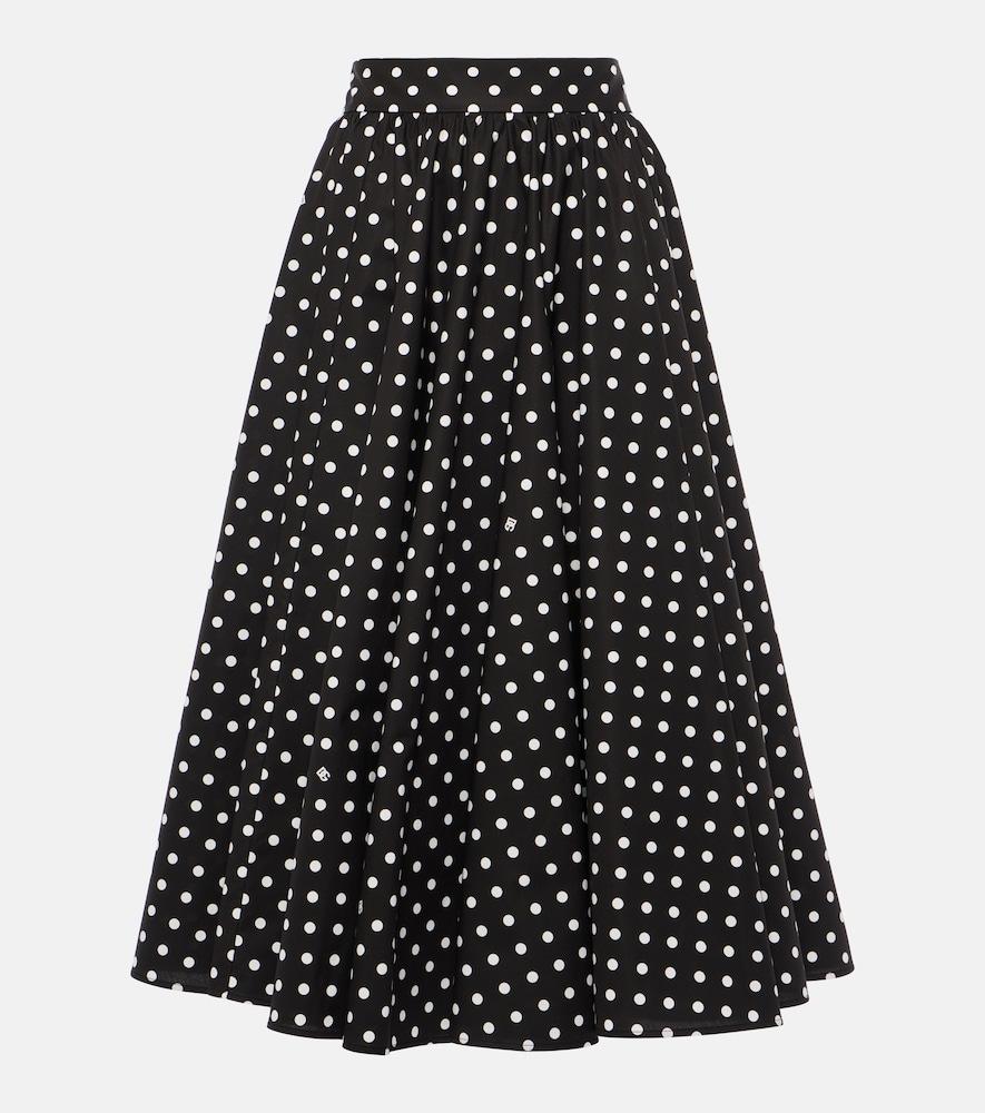 dolce & gabbana polka-dot high-rise cotton poplin midi skirt