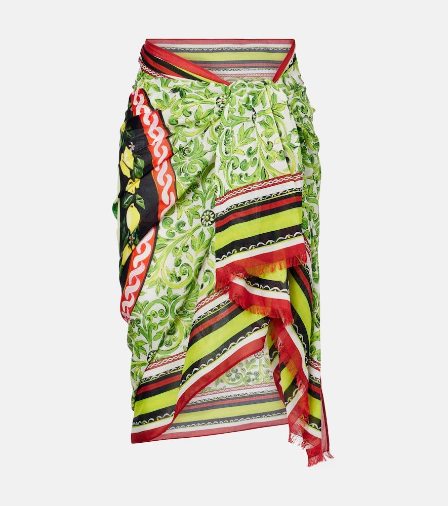 dolce & gabbana printed cotton beach cover-up