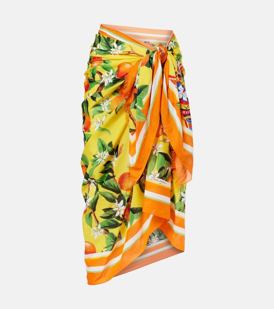 dolce & gabbana printed cotton beach cover-up