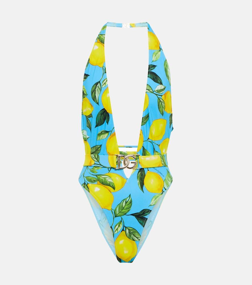 dolce & gabbana printed halterneck swimsuit