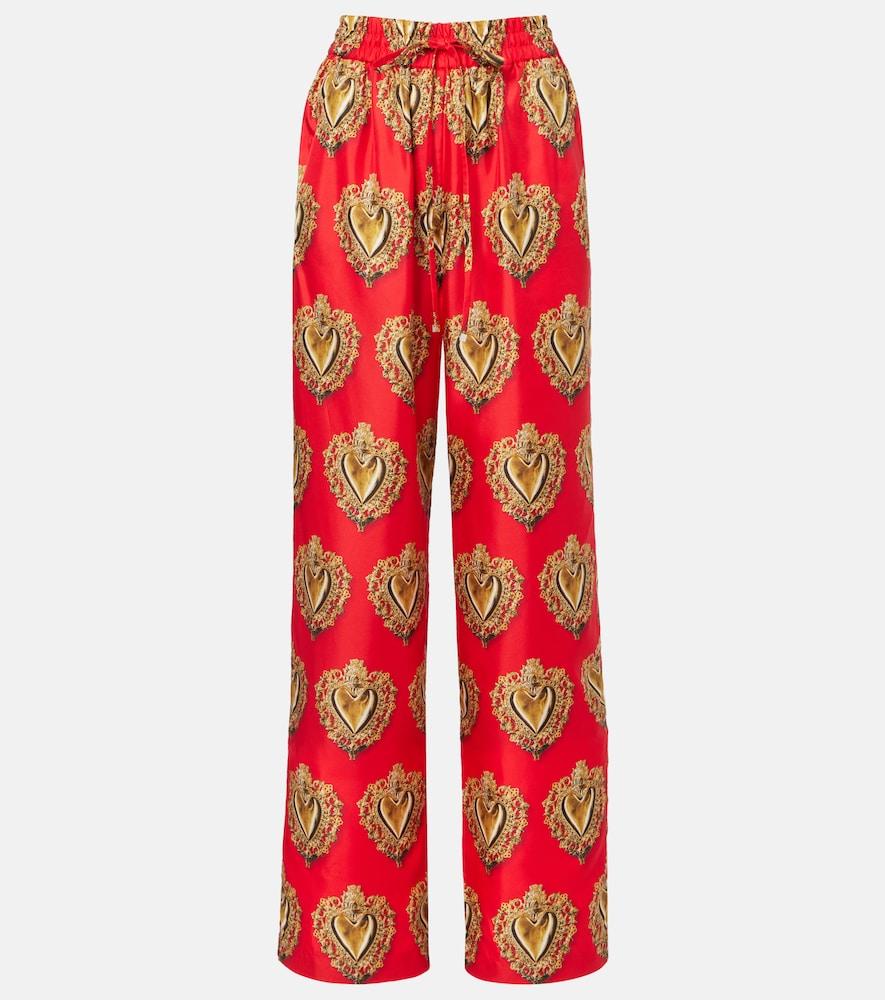 dolce & gabbana printed high-rise silk palazzo pants
