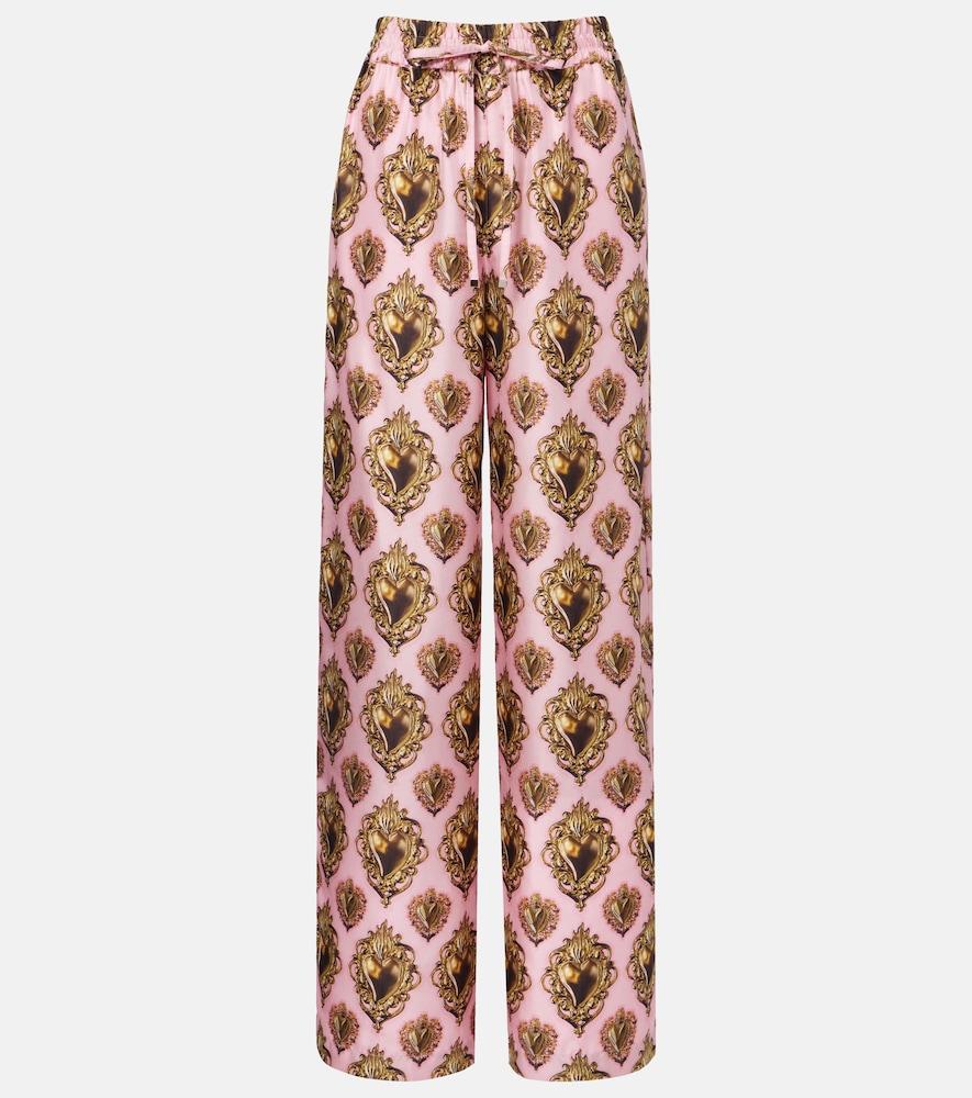 dolce & gabbana printed high-rise silk palazzo pants