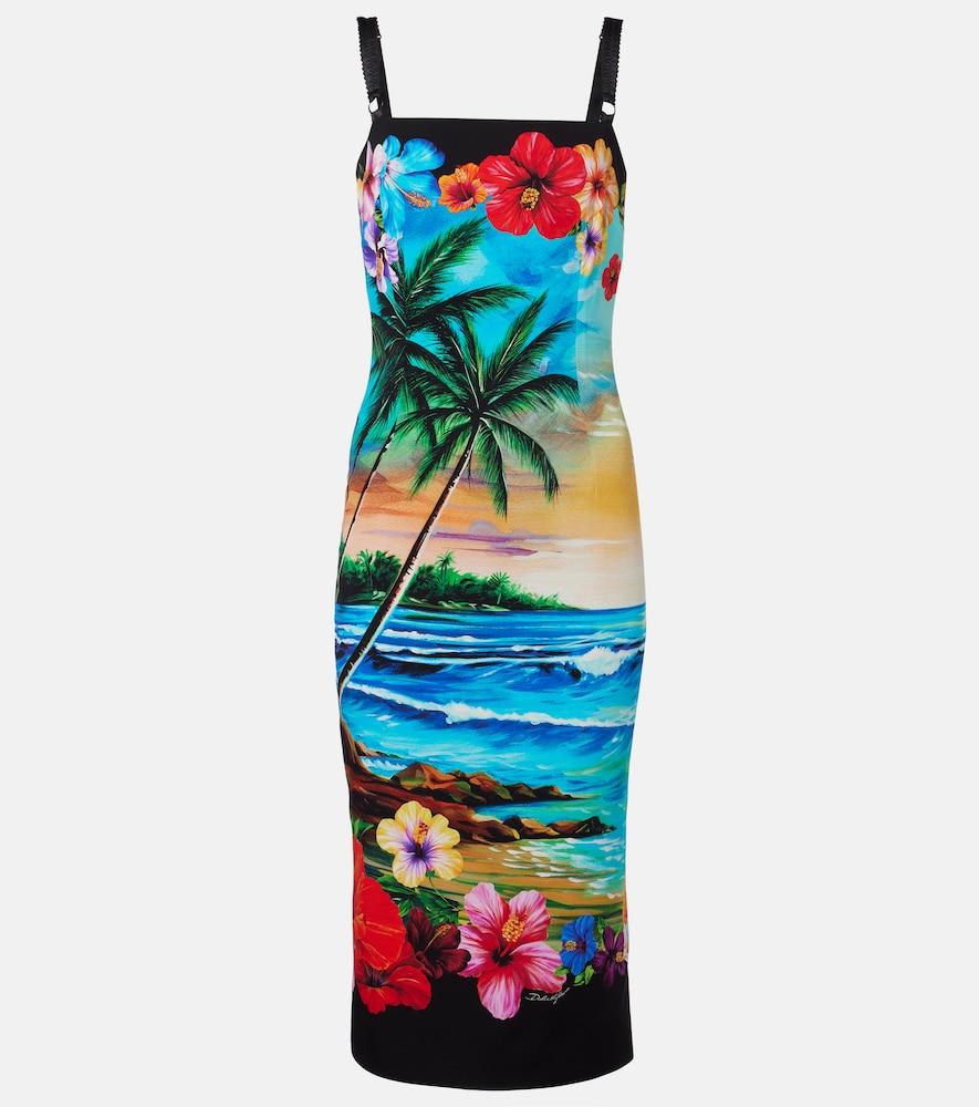 dolce & gabbana printed silk-blend midi dress