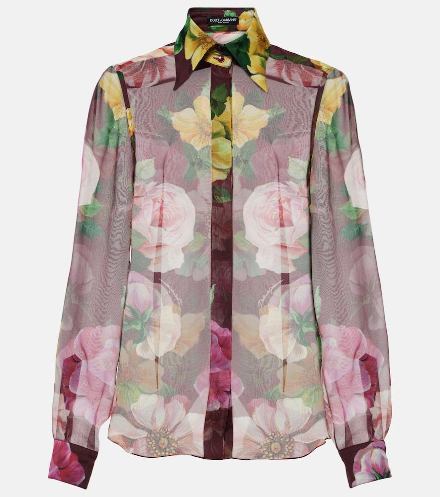 dolce & gabbana printed silk chiffon blouse