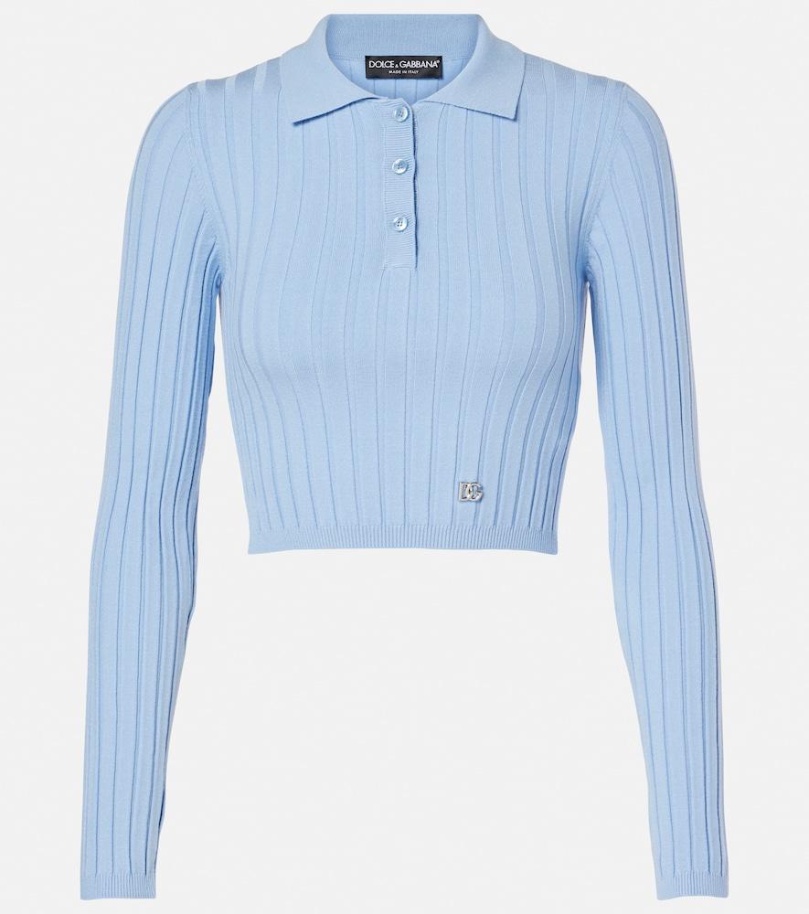 dolce & gabbana ribbed-knit cropped polo sweater