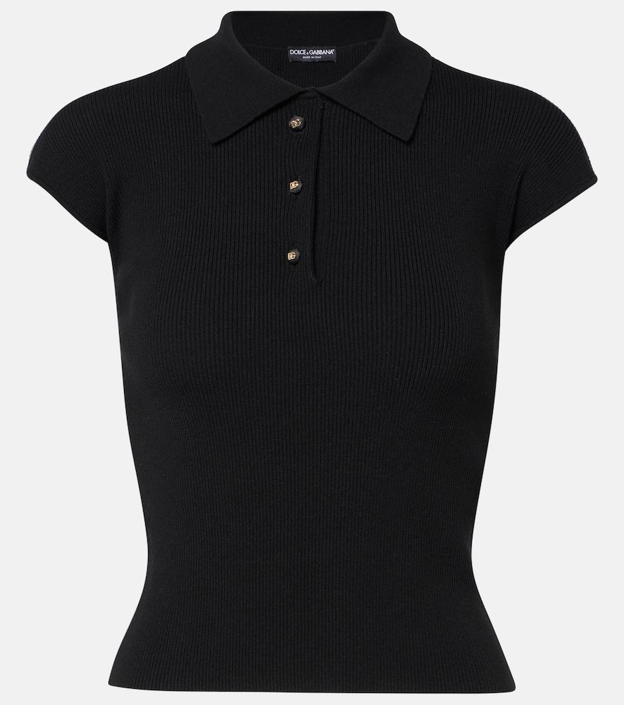 dolce & gabbana ribbed-knit polo shirt