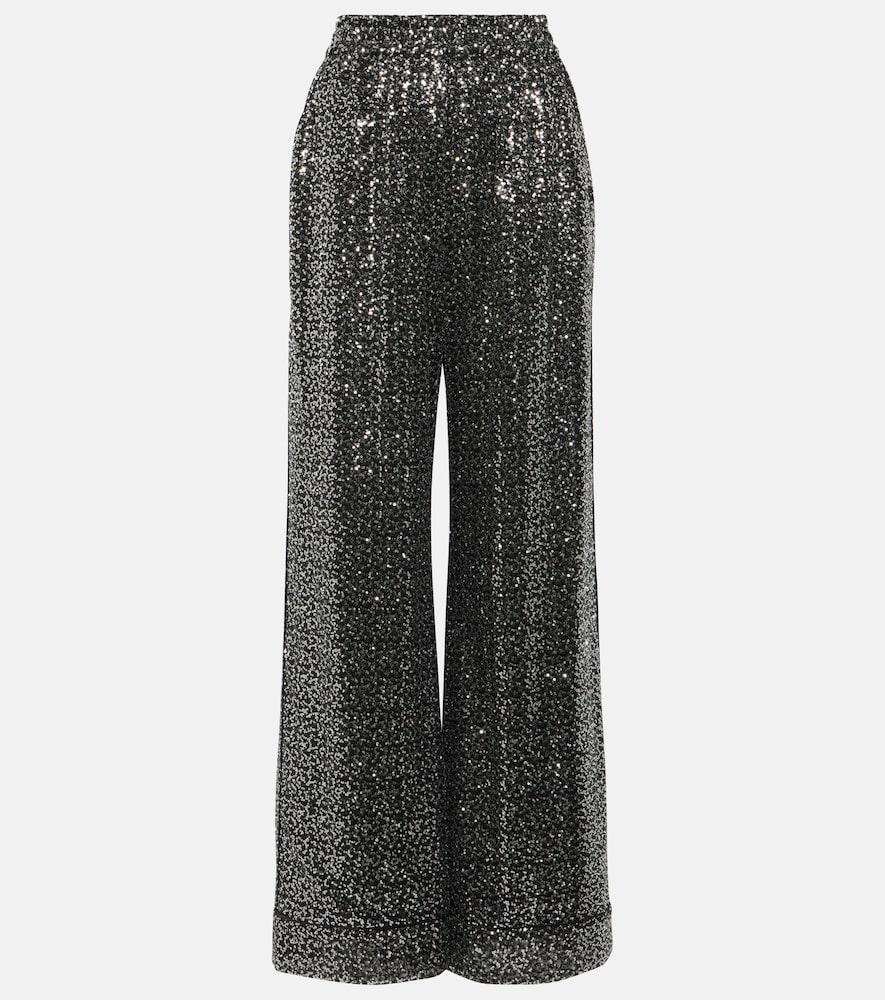 dolce & gabbana sequined high-rise wide-leg pants