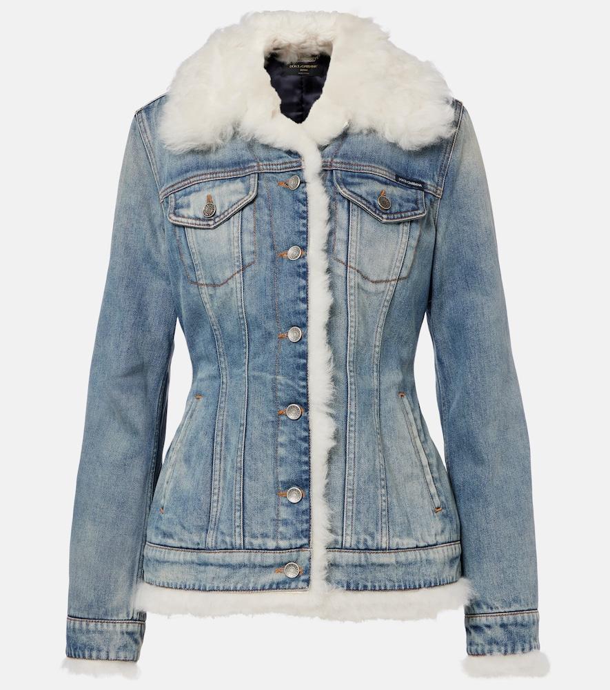 dolce & gabbana shearling-trimmed denim jacket