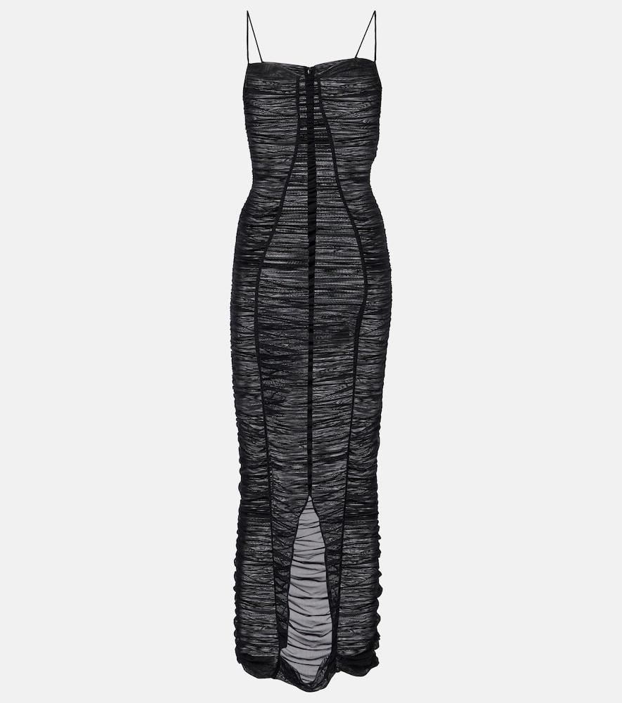 dolce & gabbana sheer draped tulle midi dress