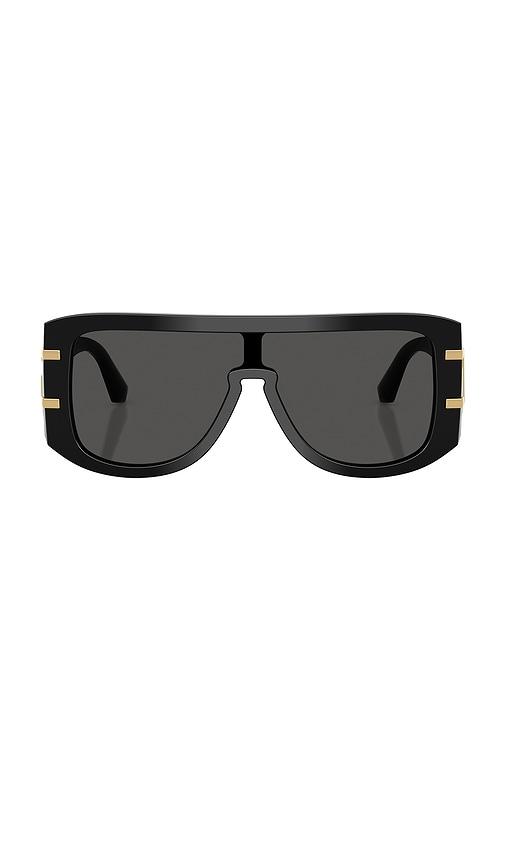 dolce & gabbana shield sunglasses in black.