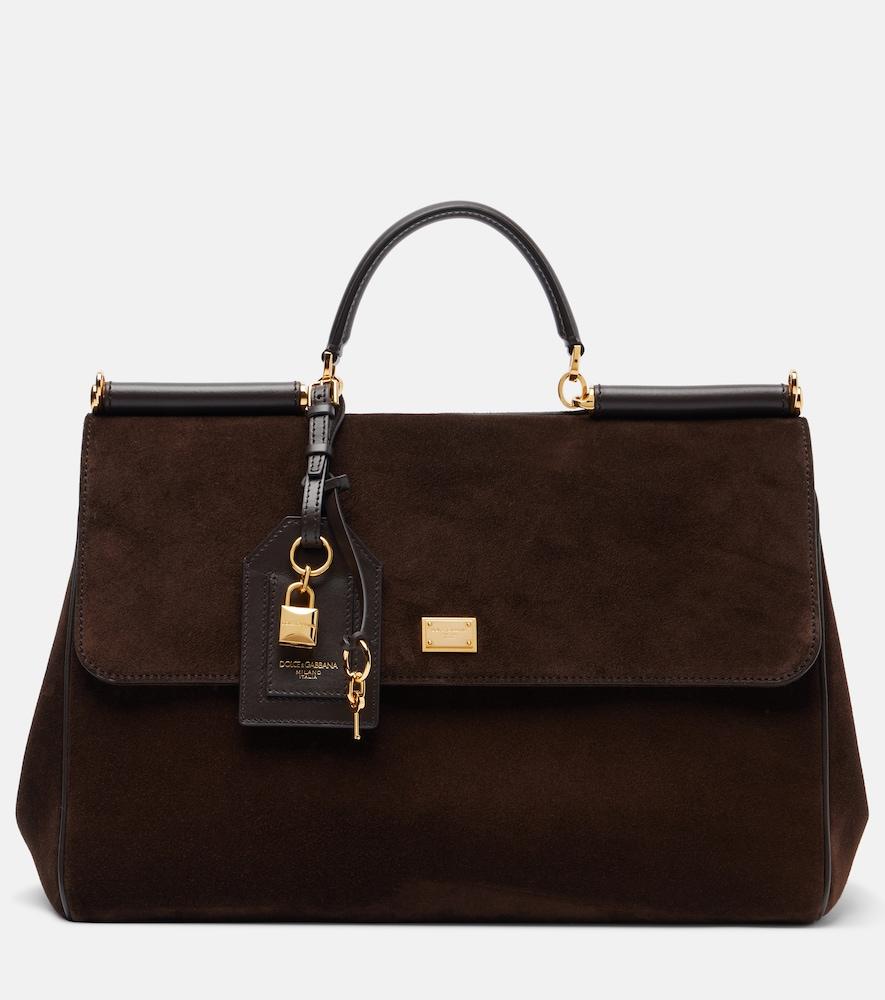dolce & gabbana sicily large suede tote bag