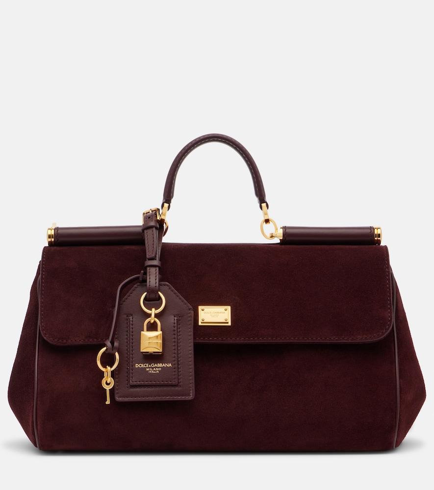 dolce & gabbana sicily medium suede top-handle bag