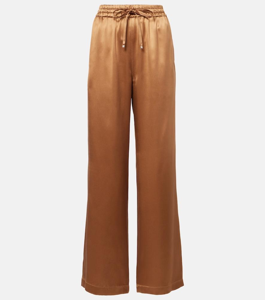 dolce & gabbana silk satin wide-leg pants