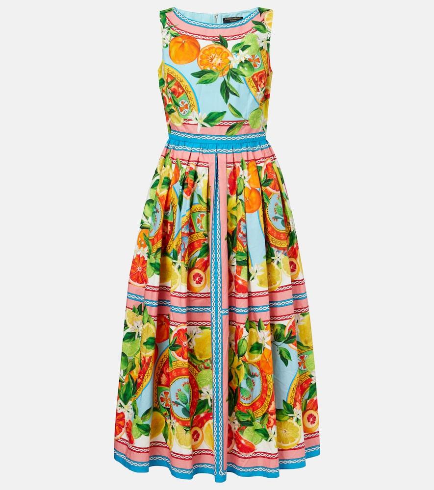 dolce & gabbana taormina printed cotton midi dress