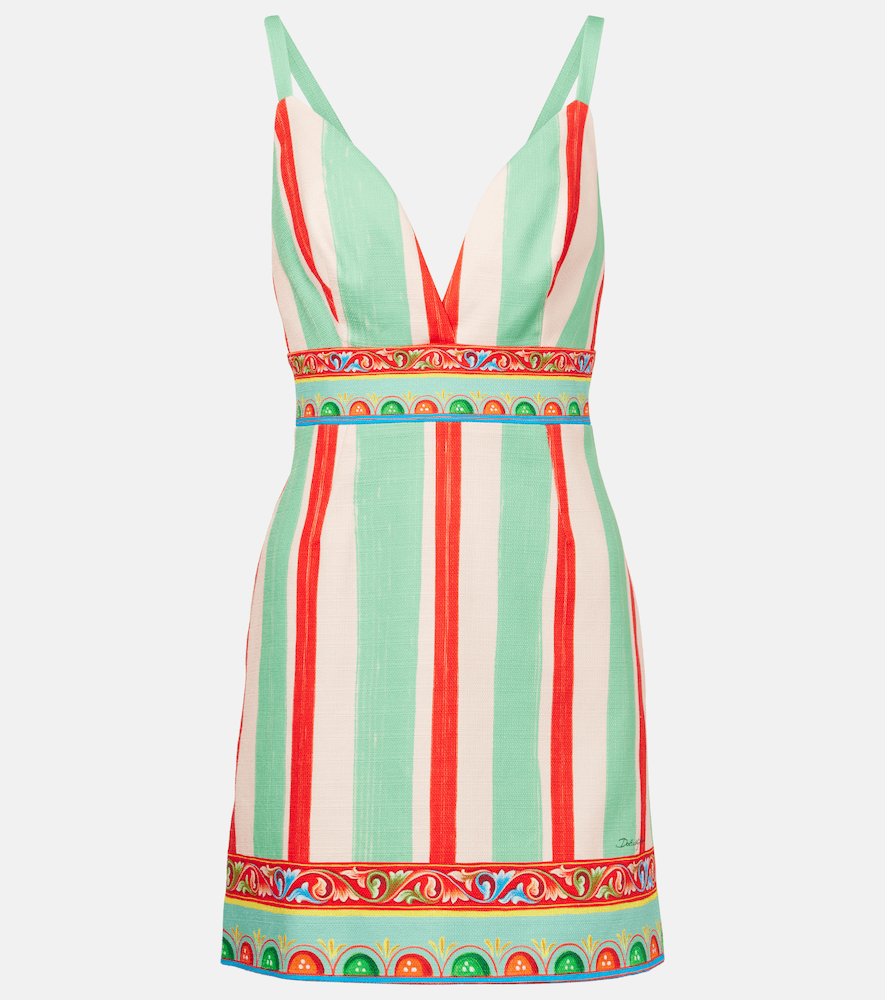 dolce & gabbana taormina striped cotton-blend minidress