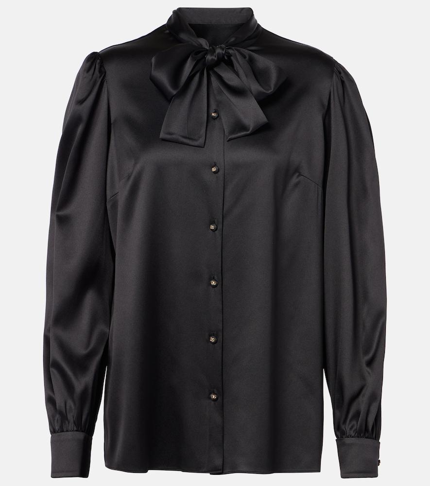 dolce & gabbana tie-neck silk-blend satin blouse