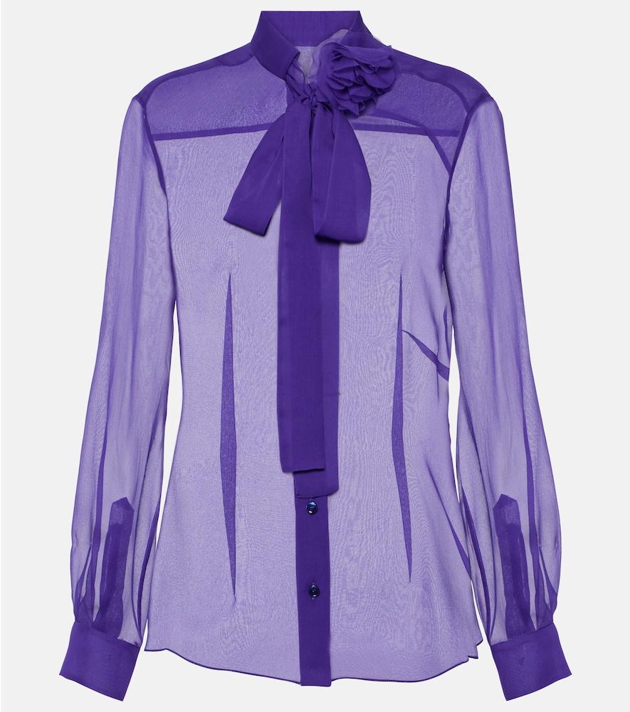 dolce & gabbana tie-neck silk chiffon blouse