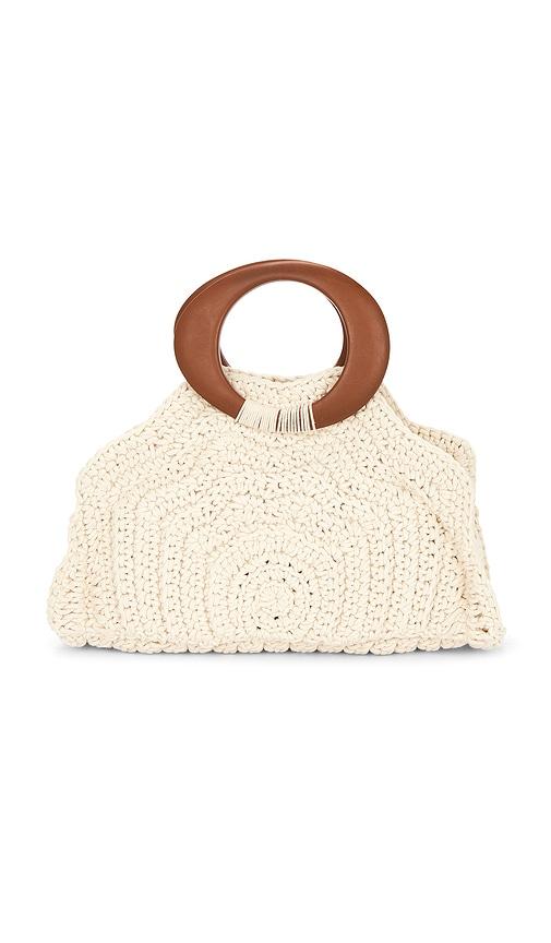dolce vita maren crochet top handle bag in cream.