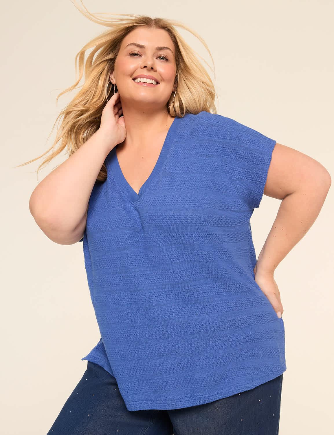 dolman cap-sleeve v-neck top