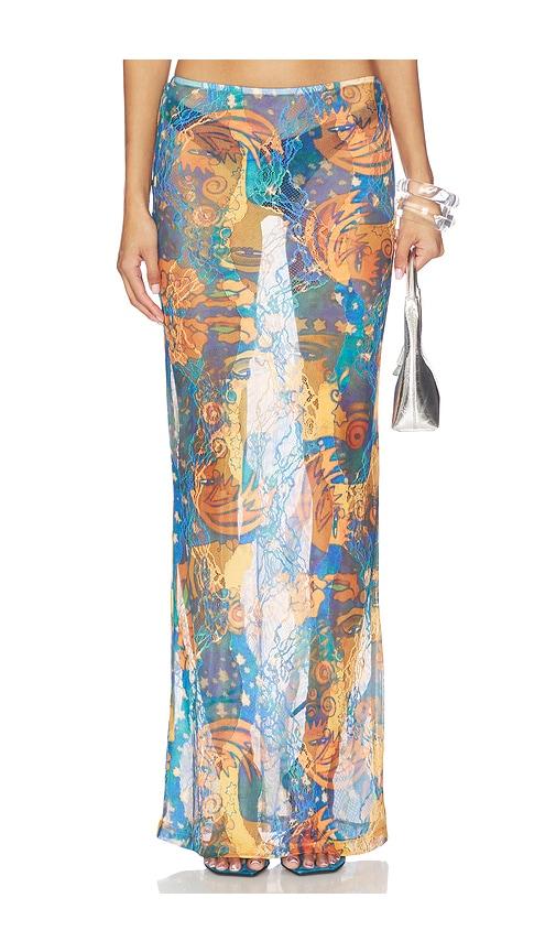 donde esteban el beso mesh lace skirt in blue. - size m (also in s)