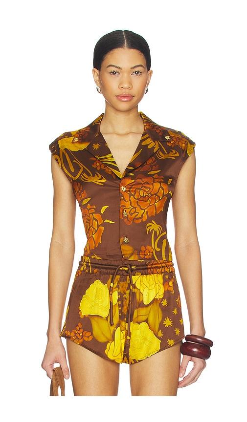 donde esteban veranera cropped shirt in brown. - size l (also in xs, s, m)