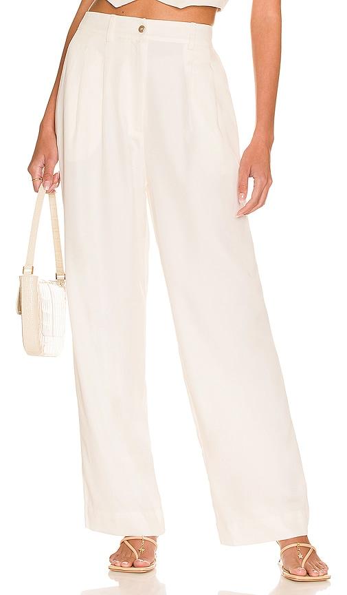 donni. pleated trouser in cream. - size l (also in xl)