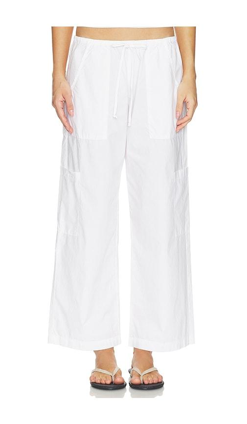 donni. the pop drawstring cargo pant in white. - size l (also in s)
