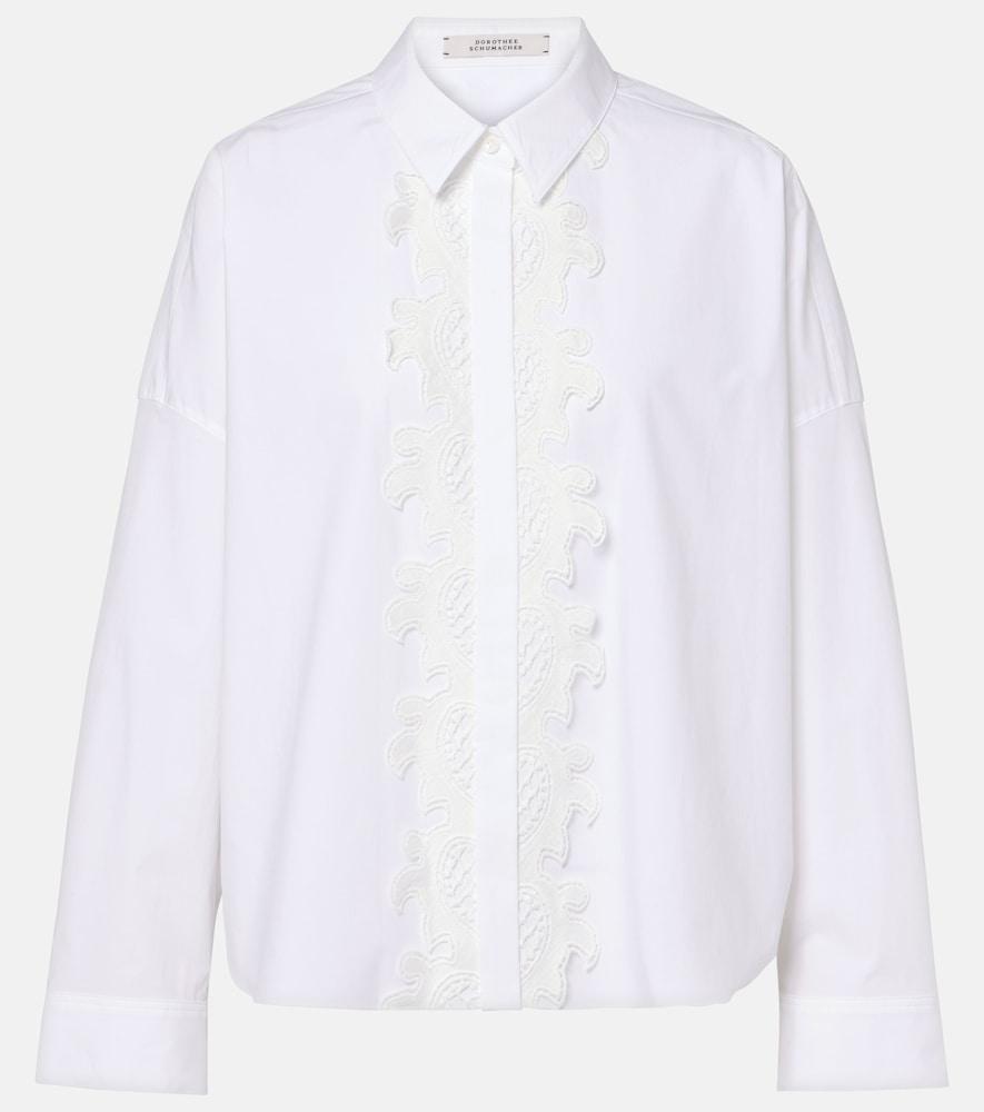 dorothee schumacher lace-trimmed cotton-blend poplin blouse