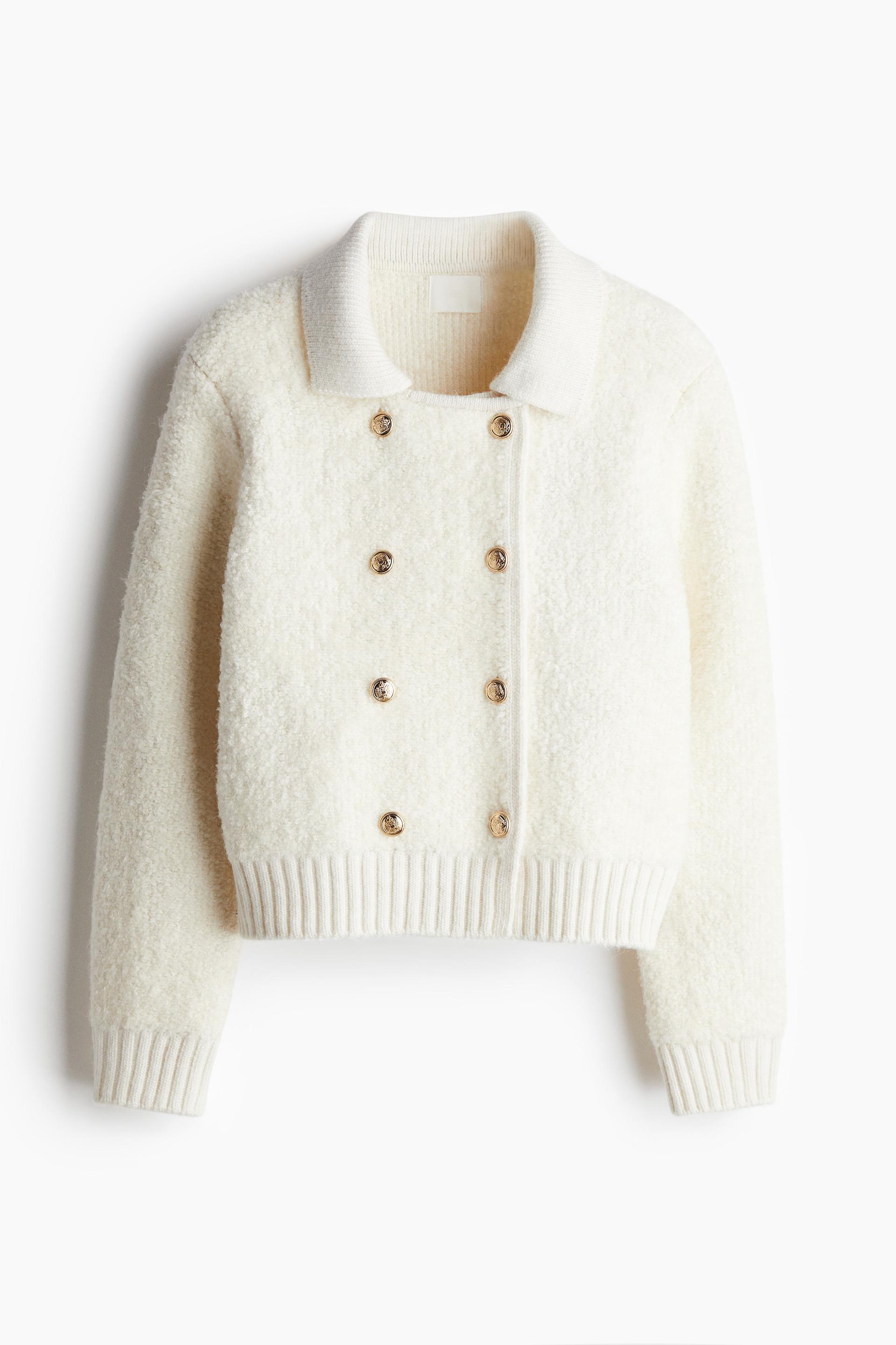 double-breasted bouclé cardigan
