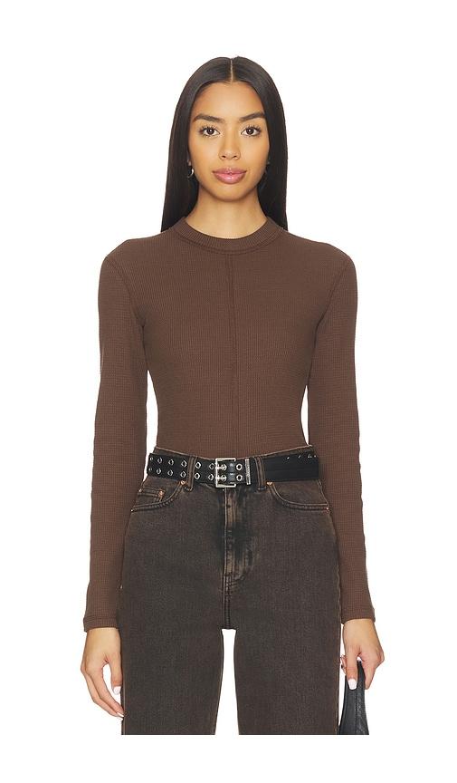 dr. denim stella waffle top in chocolate. - size m (also in s)