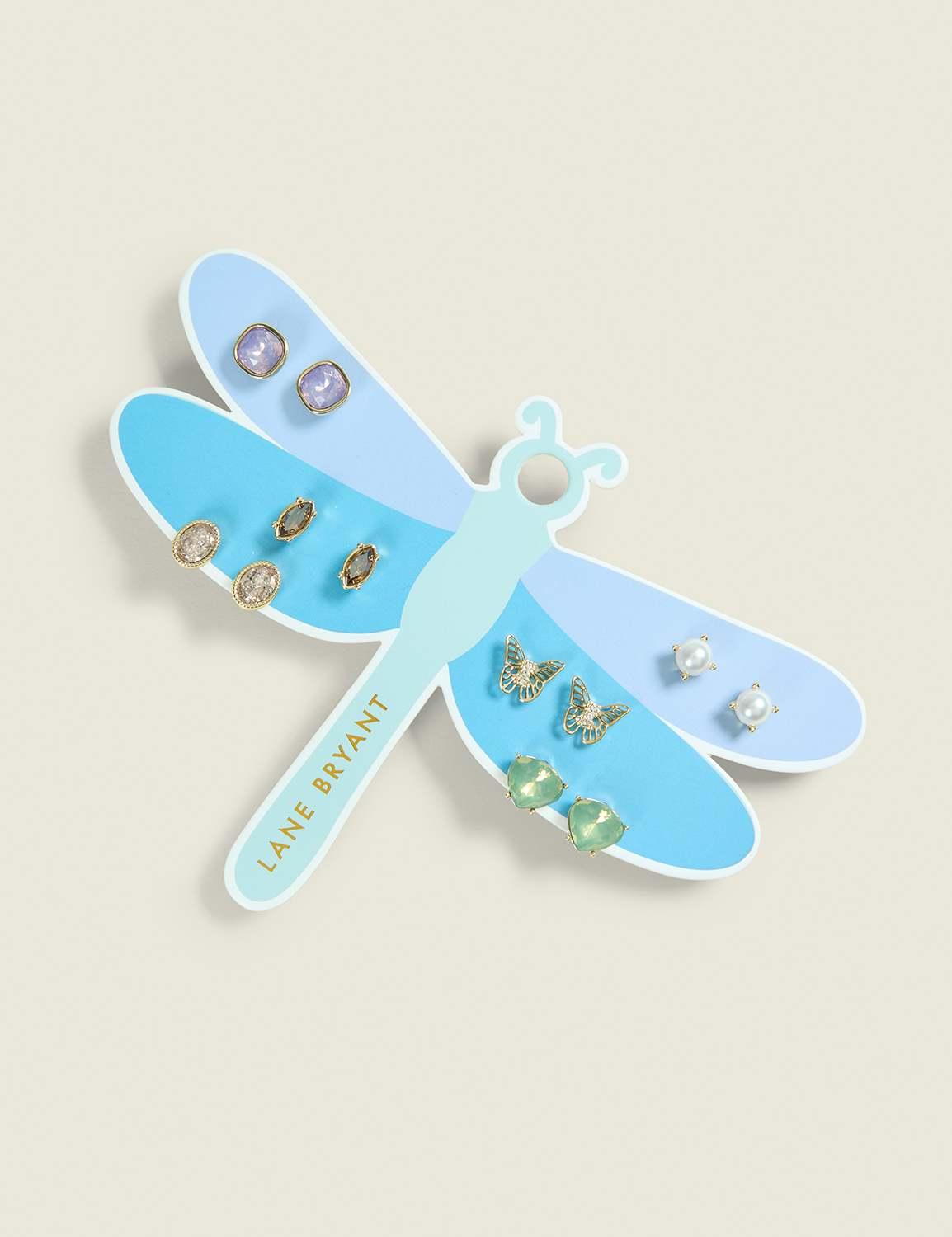 dragonfly post earrings 6-pack