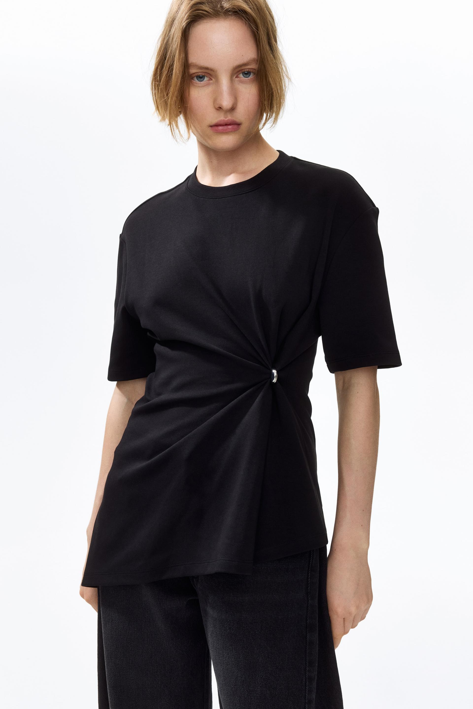 draped-detail asymmetric top