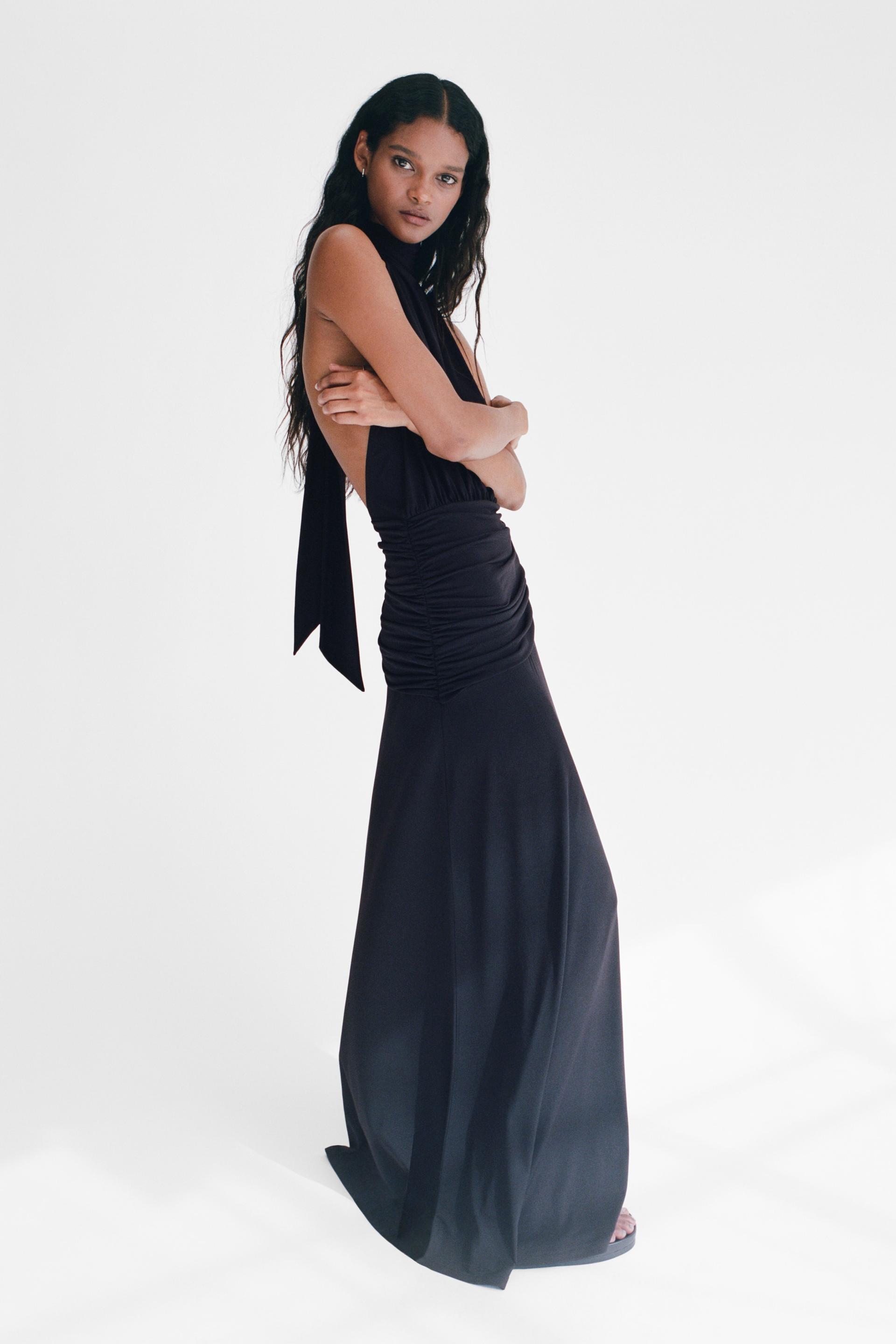 draped halterneck dress