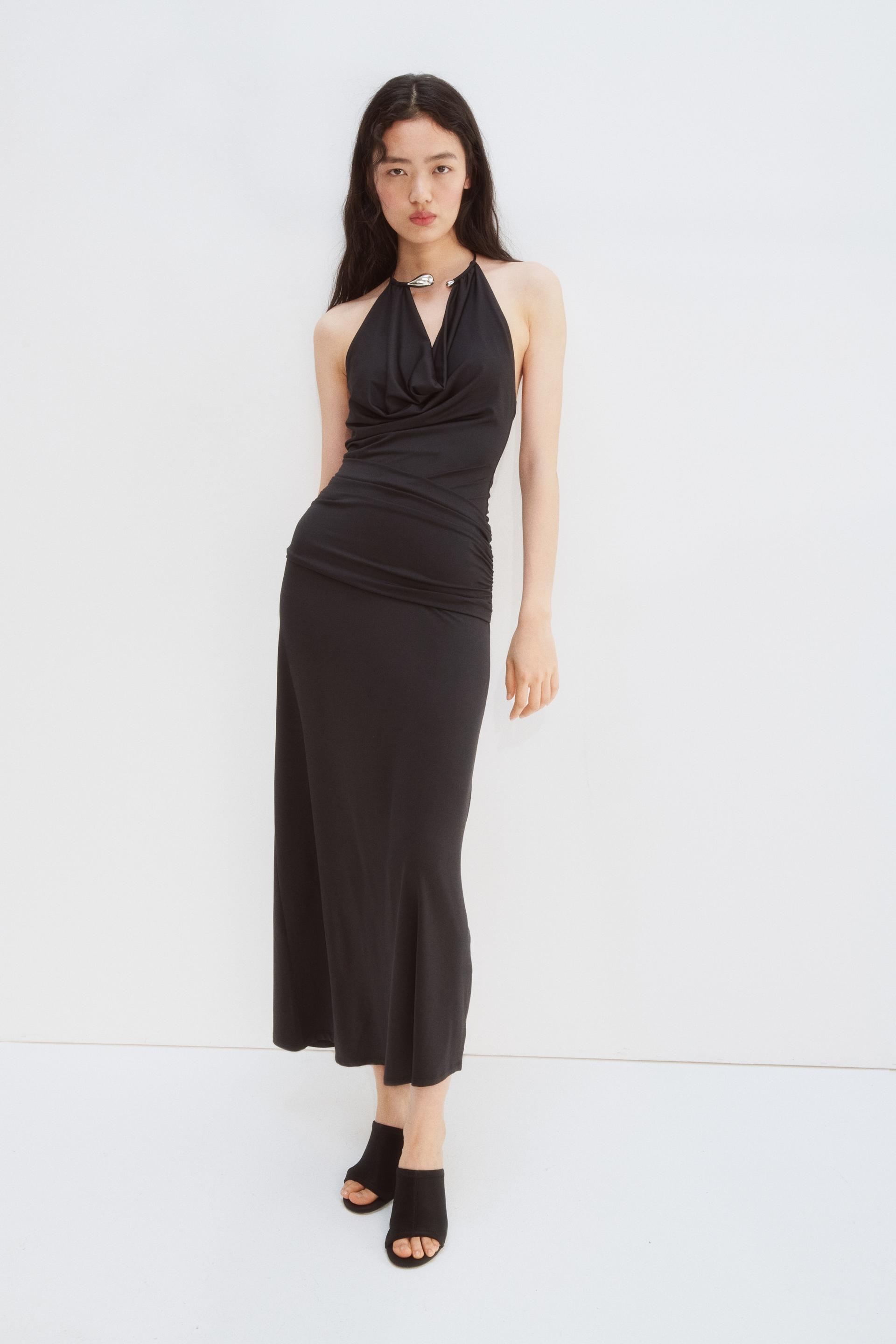 draped halterneck dress