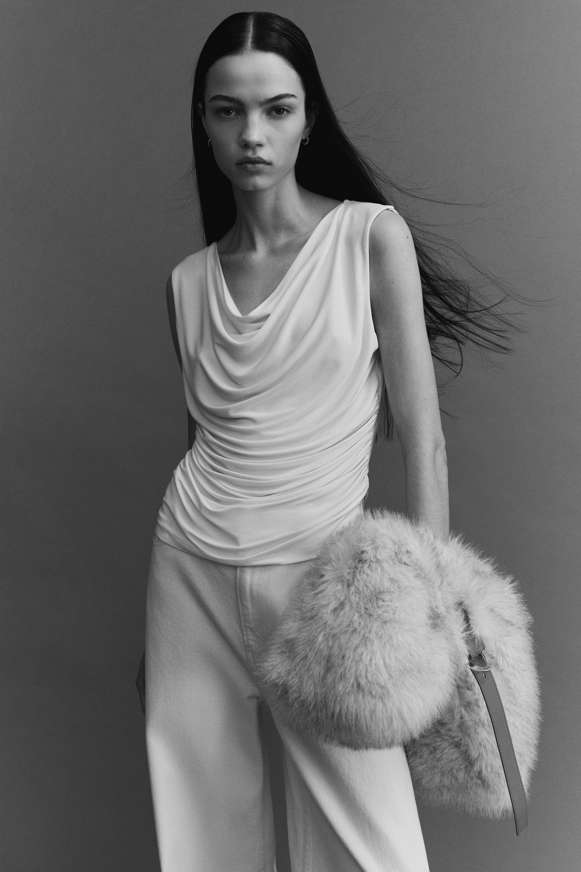 draped jersey sleeveless top