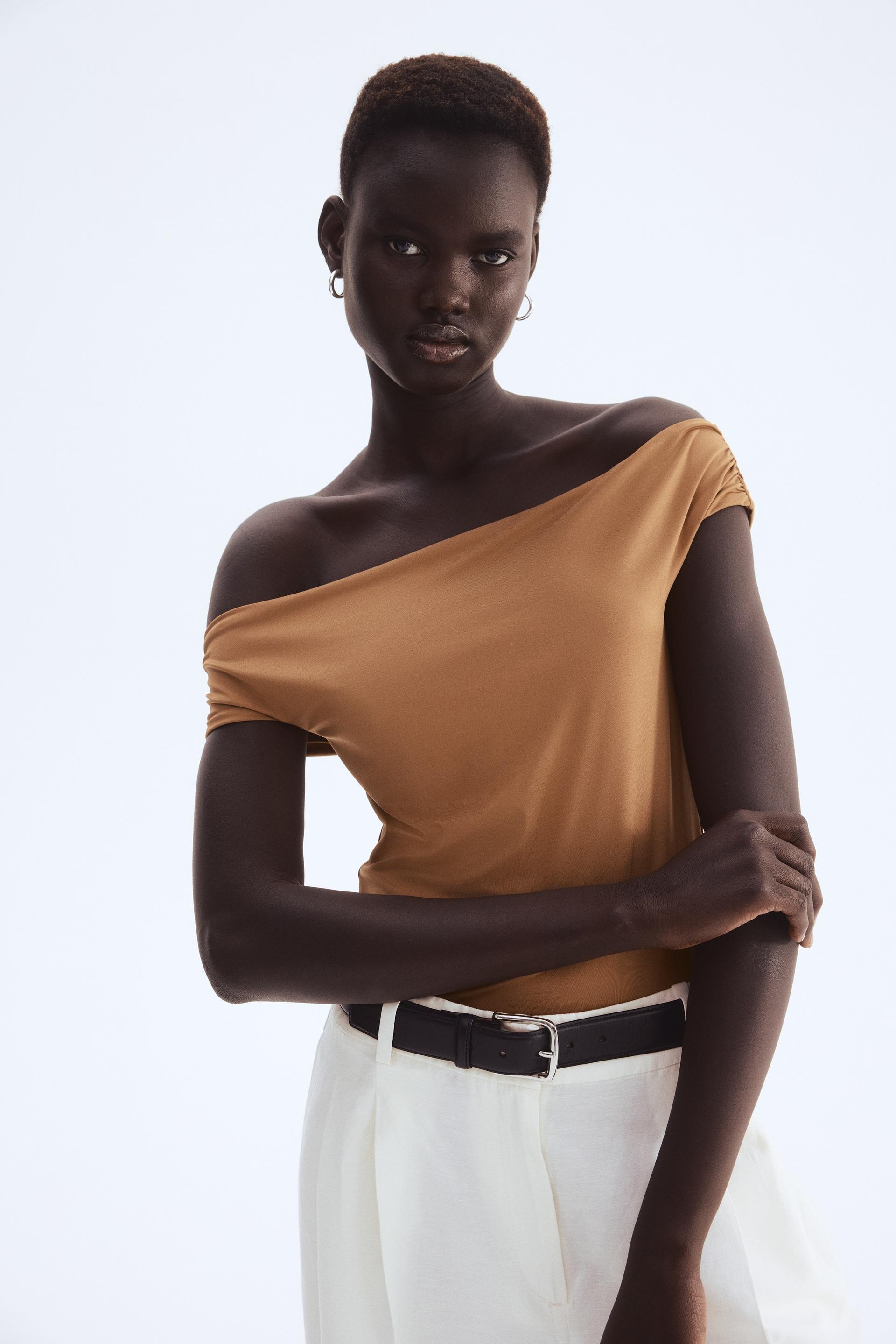 draped off-the-shoulder top