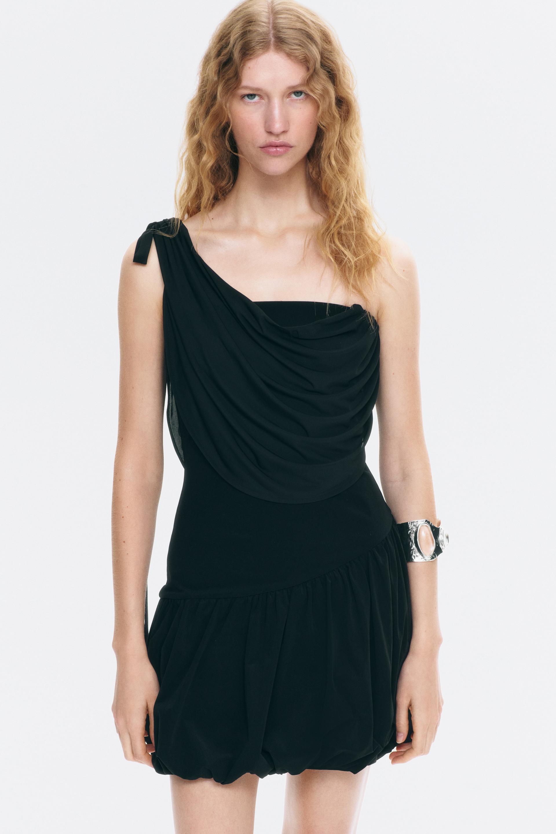 draped one-shoulder dress