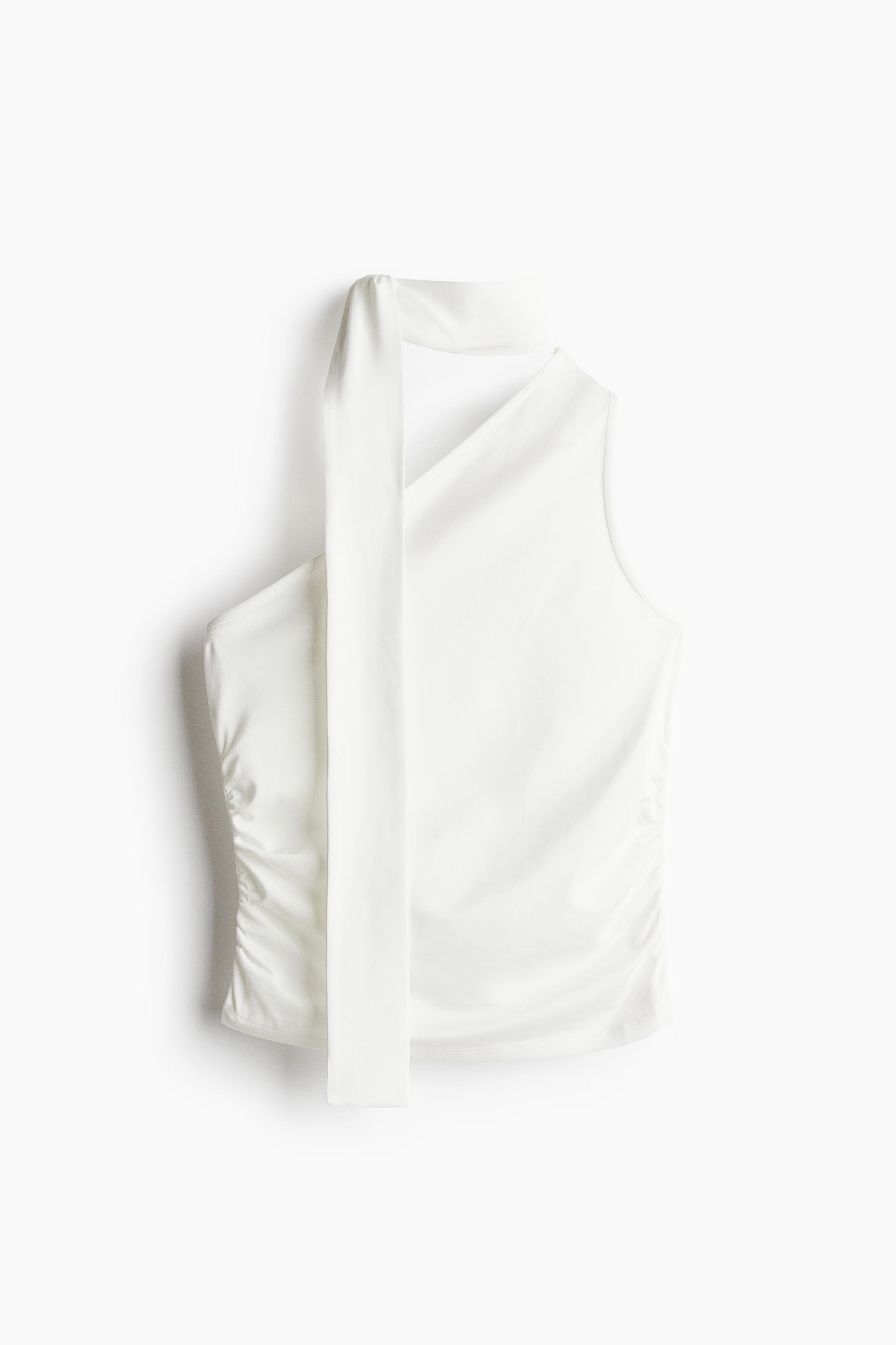 draped one-shoulder top