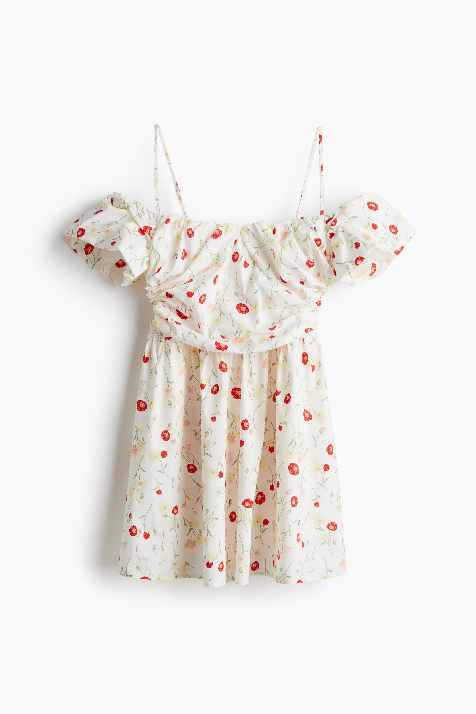 draped open-shoulder dress