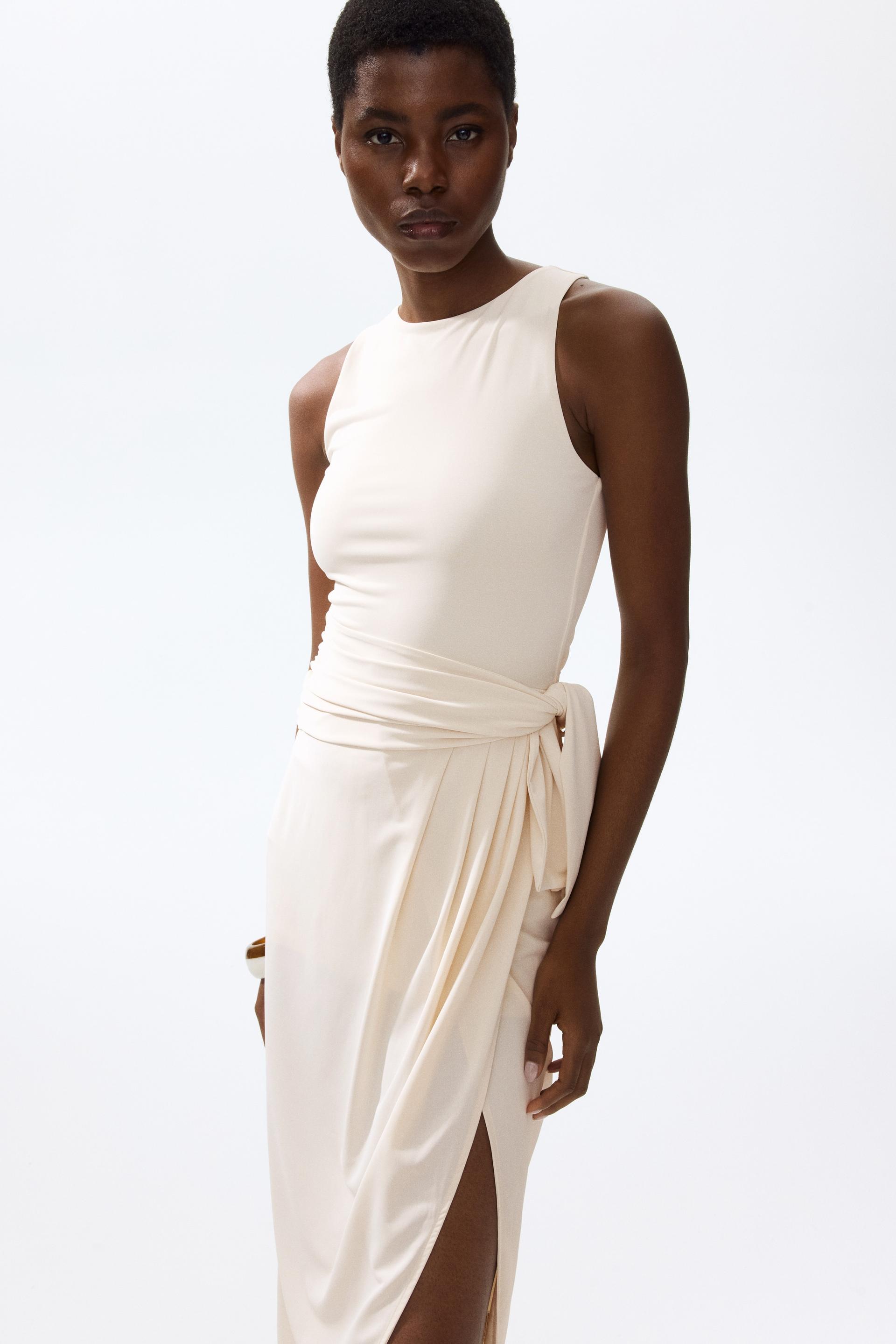 draped-panel jersey dress