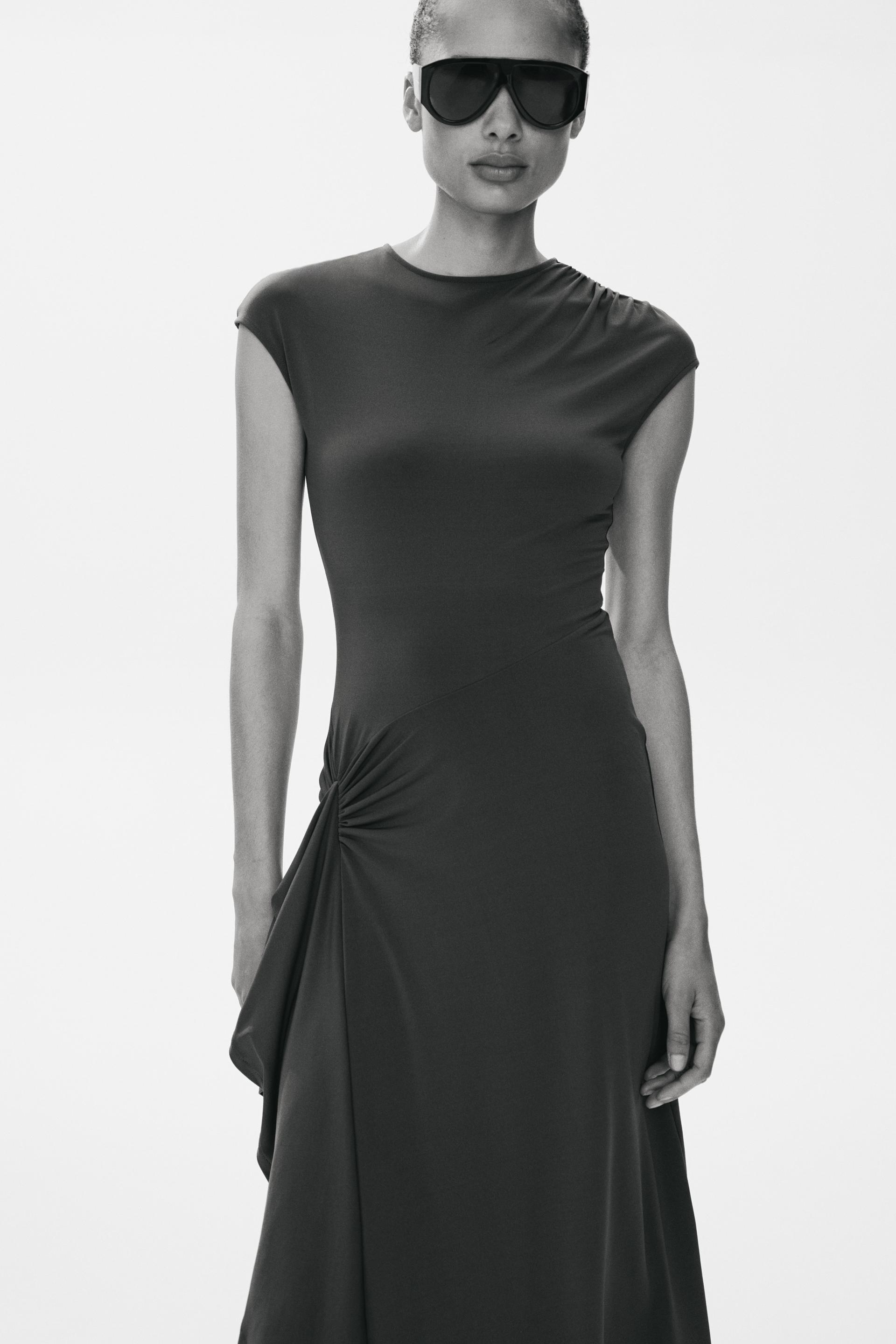 draped-panel jersey dress