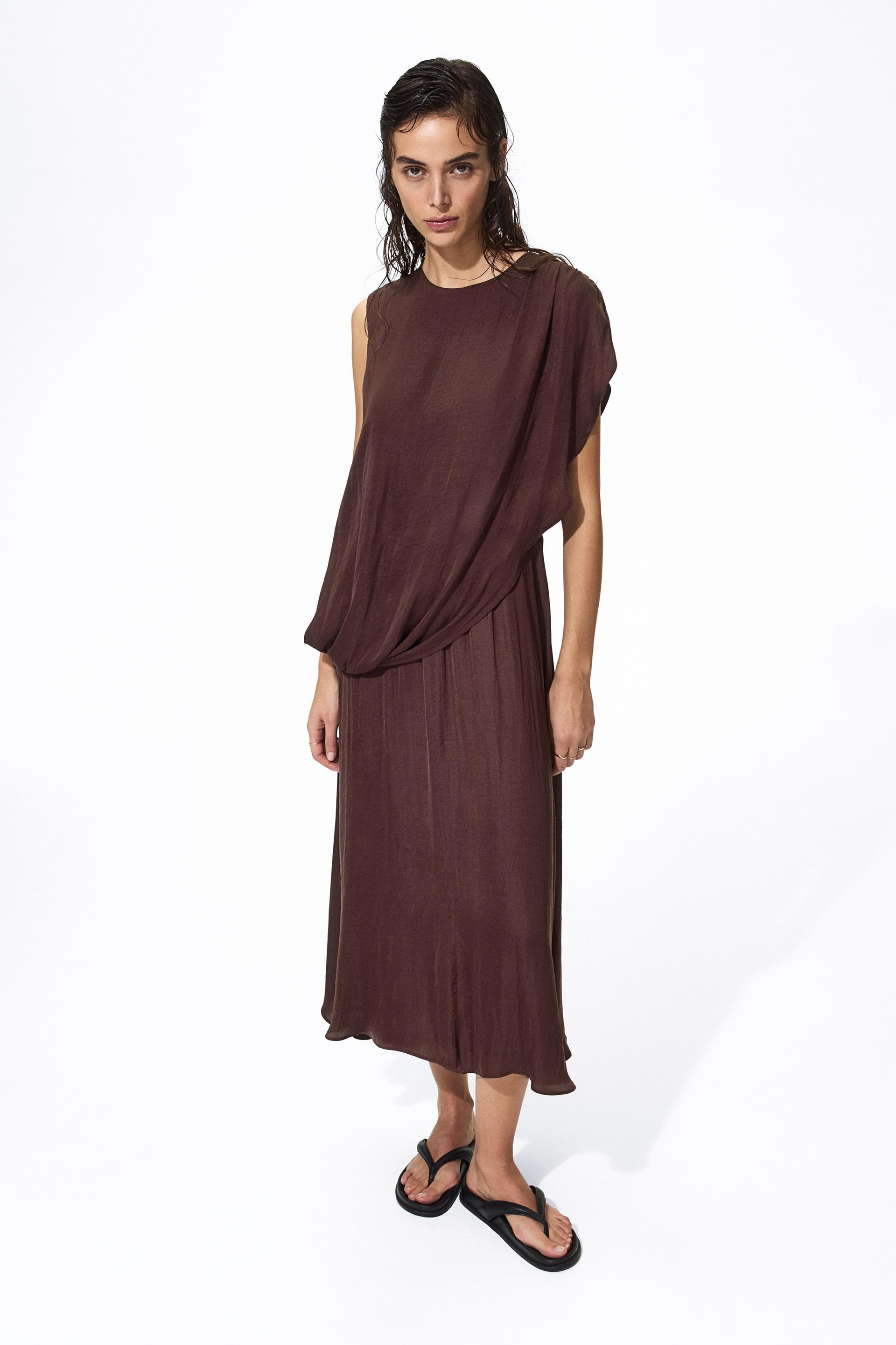 draped satin dress