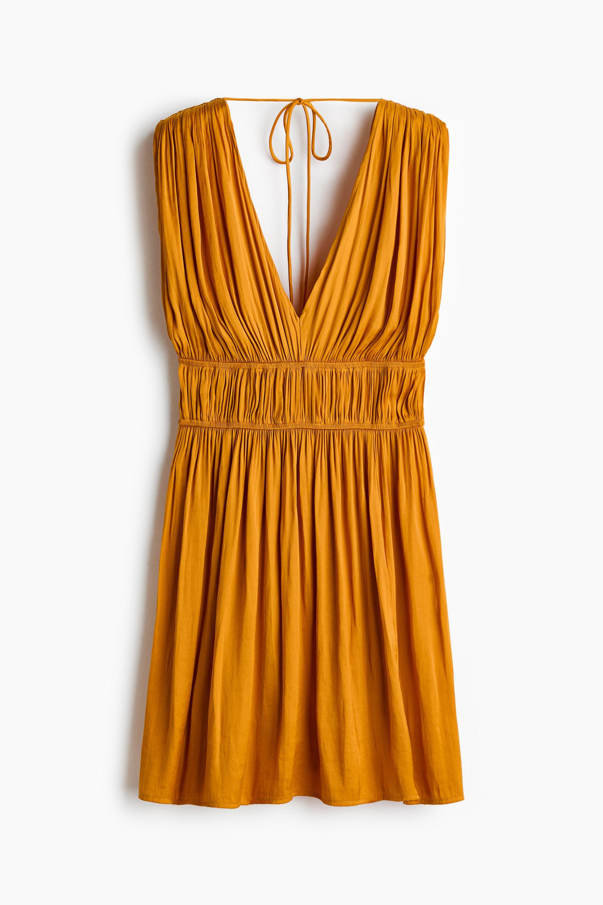 draped tie-detail dress