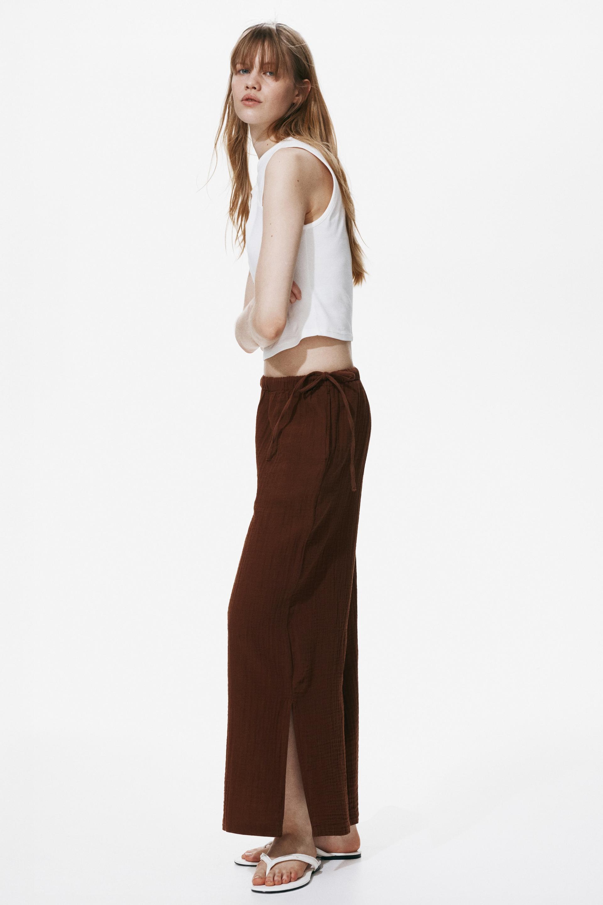 drawstring-detail muslin pants