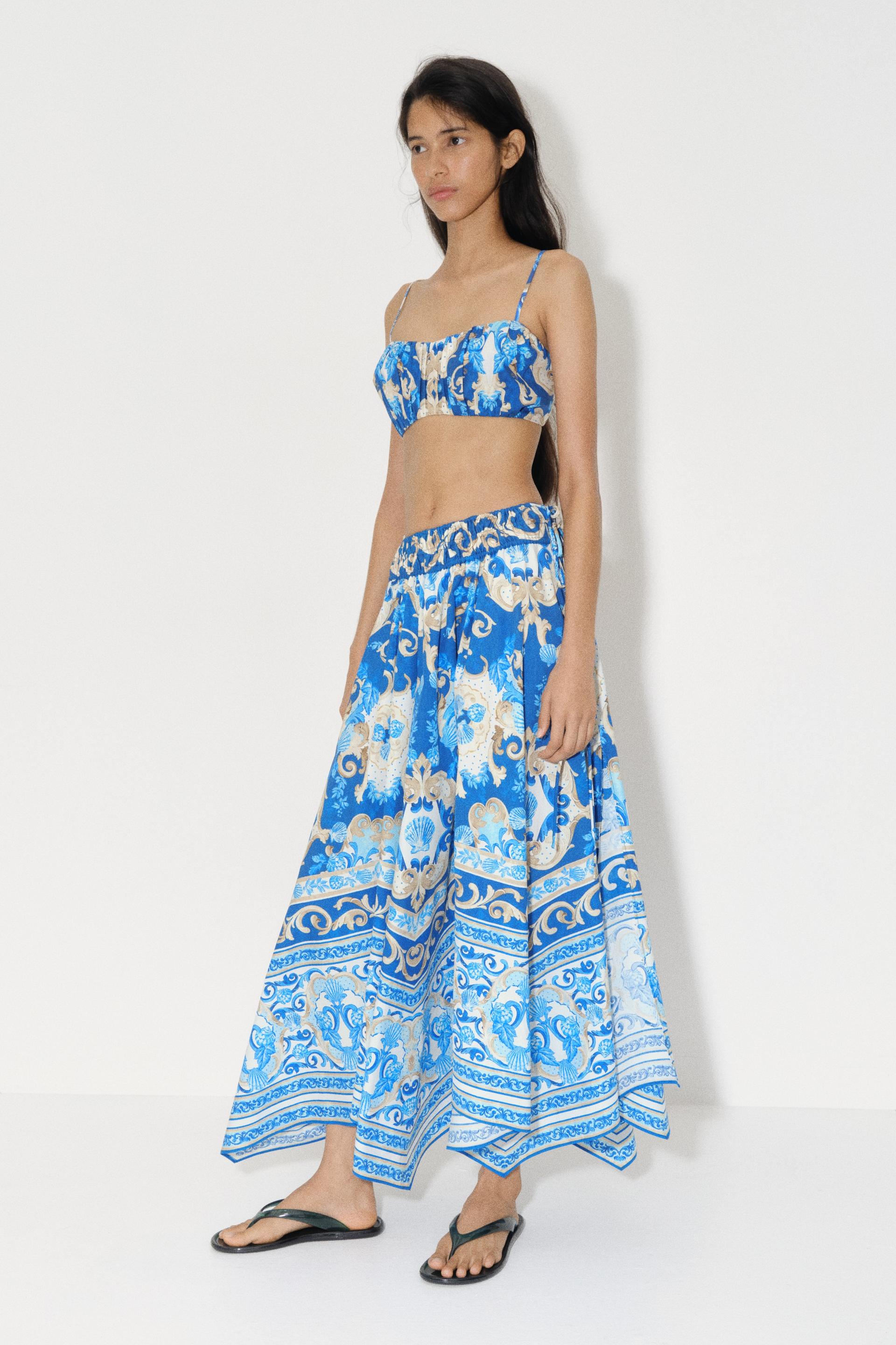 drawstring-detail poplin skirt