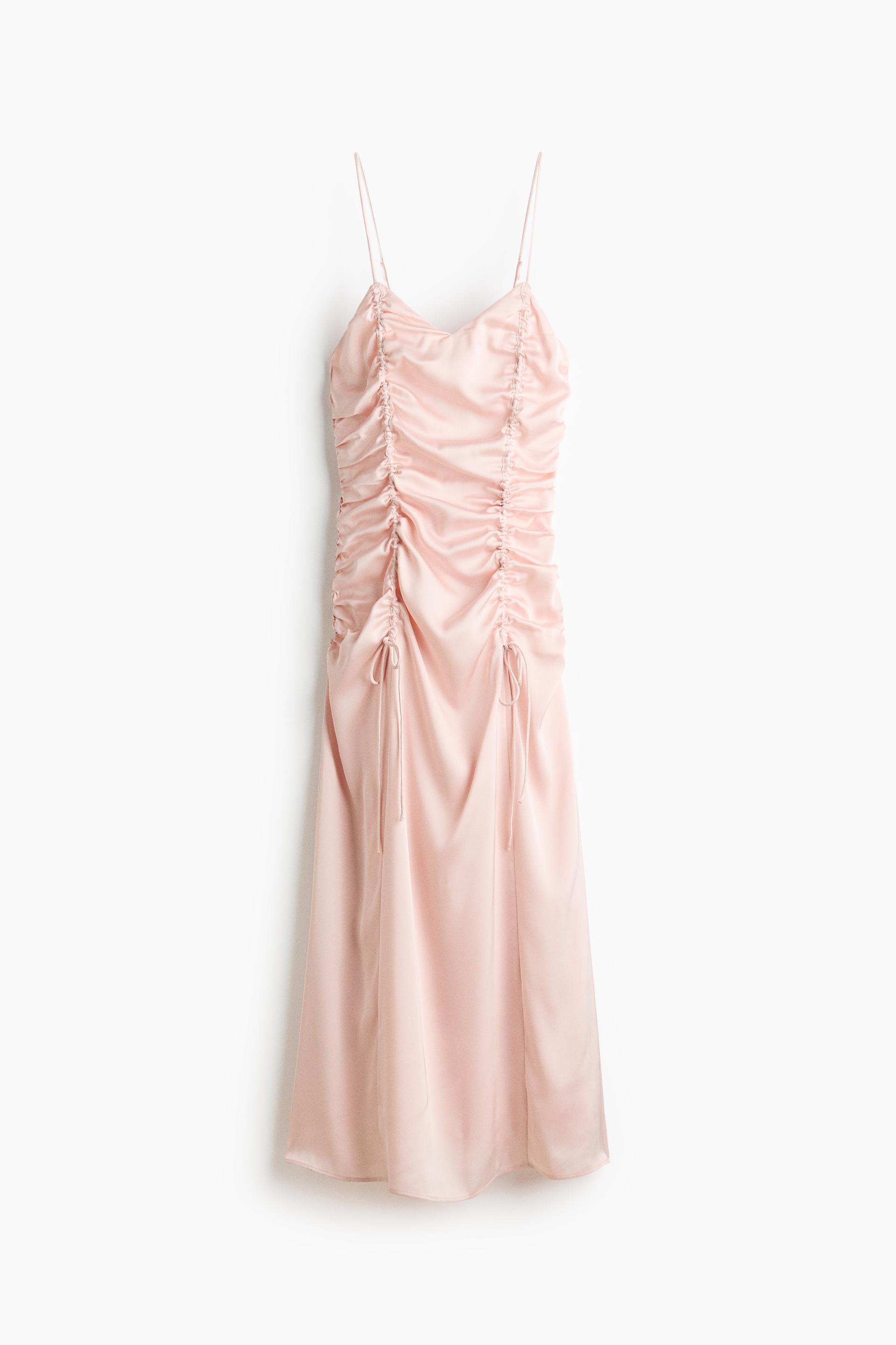 drawstring-detail satin dress