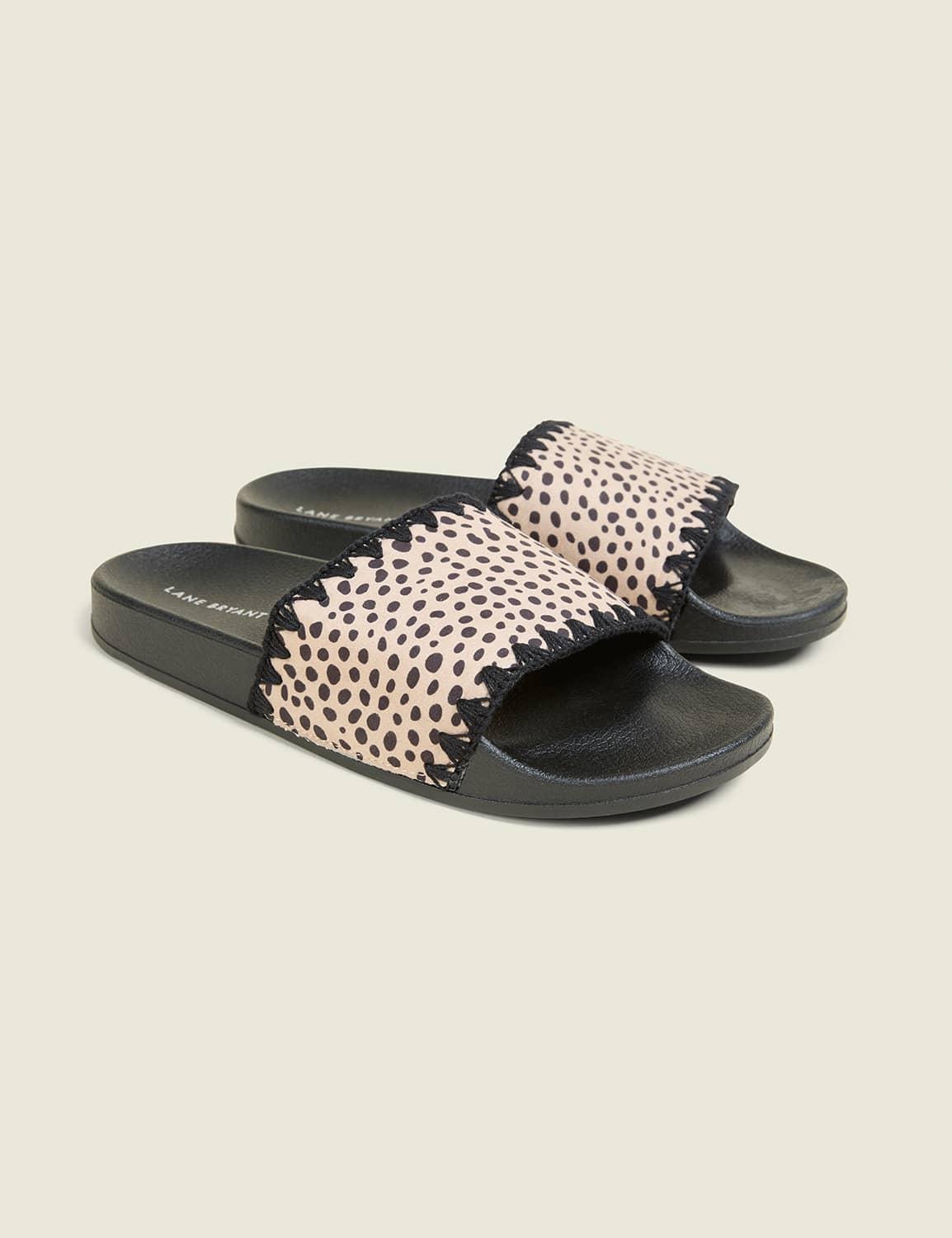 dream cloud animal print whipstitch slide sandal